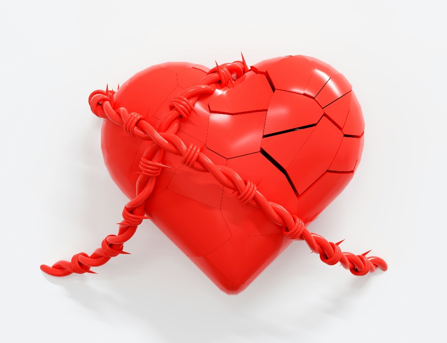 A broken heart being put together
